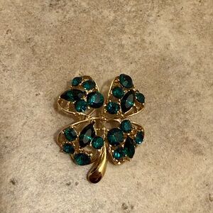 Vintage Joseph Clear 4 leaf clover Shamrock Brooch